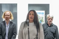 20250918 Galerija Vjekoslav Karas, 10. trijenale akvarela (foto Igor Čepurkovski) 15 Feđa Gavrilović, Aleksandra Goreta i Igor Čulig