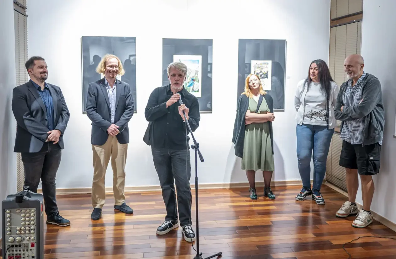 20250918 Galerija Vjekoslav Karas, 10. trijenale akvarela (foto Igor Čepurkovski) 22 Mario Jovković, Feđa Gavrilović, Igor Čulig, Romana Tekić, Aleksandra Goreta i Damir Facan Grdiša