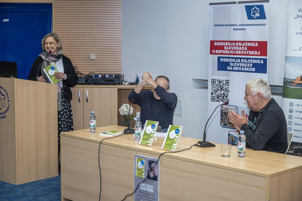 20251110 Gradska knjižnica Ivan Goran Kovačić 08 Vedrana Kovač Vrana, Darko Srndović i Zoran Predin