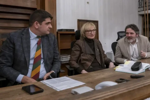 20251222 Hrvatski državni arhiv (foto Igor Čepurkovski) 04 Stipe Kljaić, Višnja Starešina i Velimir Šonje