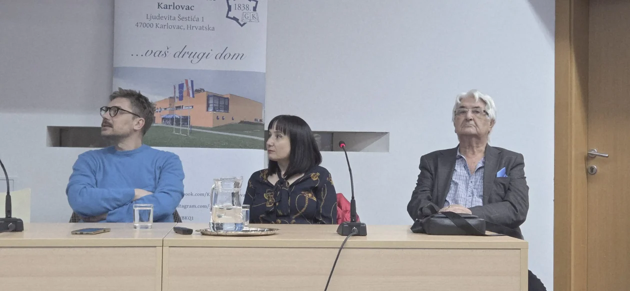 20260227 Gradska knjižnica Ivan Goran Kovačić 03 Boris Postnikov, Ivana Rogar i Milan Lapčić